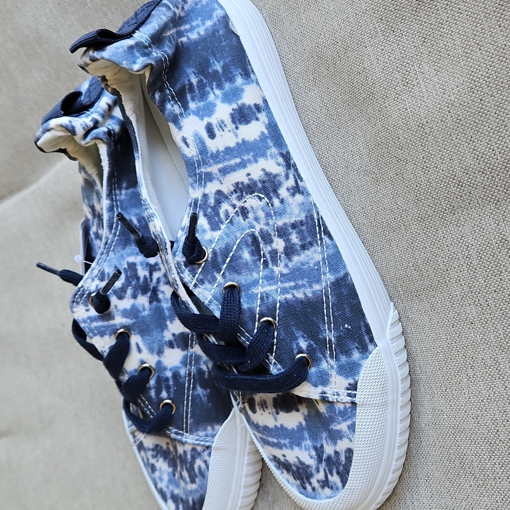 TRETORN MEG 2 Shibori Navy Blue White Tie-dye Slip-on Sneakers ECO Ortholite- 8